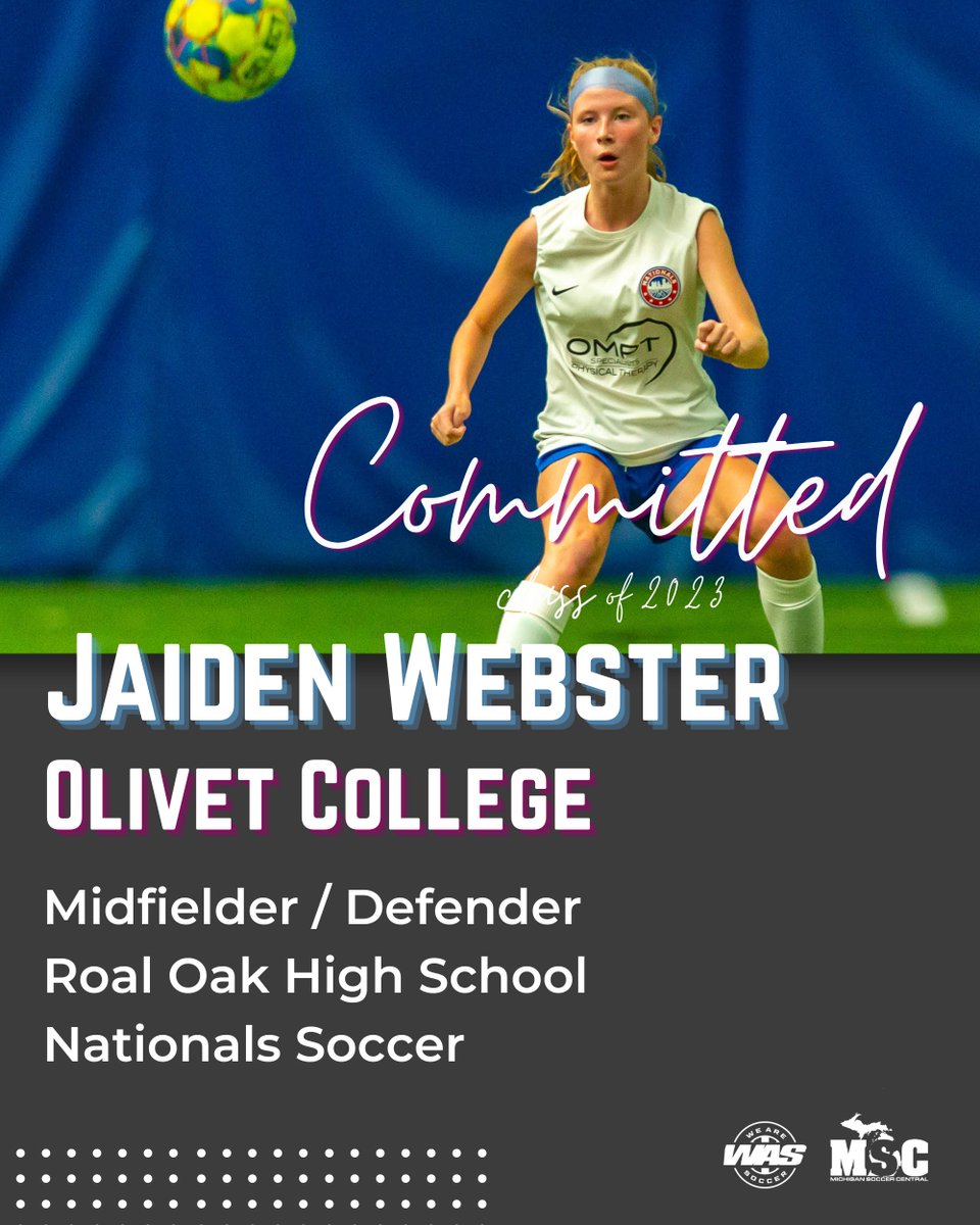 wearesoccer_mi's tweet photo. #ClassOf2023 #MIWSocCommit
Jaiden Webster
Midfielder/Defender
H.S. Team: @ROHSAthletics
Club Team: @SoccerNationals
Committed to @OlivetWSoccer https://t.co/1cujwuadVJ