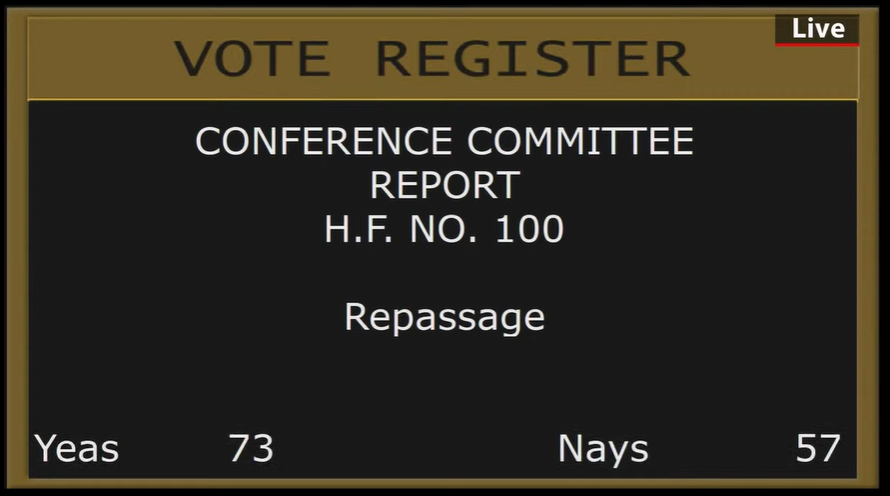 mnhouseDFL's tweet photo. The House has passed the Adult-Use Cannabis Conference Committee Report. The bill now goes to the Senate, and then it's off to Governor Walz's desk!

#mnleg https://t.co/JdO3FyasZ8
