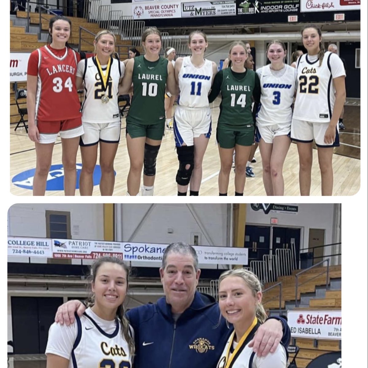 Deni12's tweet photo. Congratulations LC Student Athletes playing in the 🏀Roundball Classic at Geneva College tonight. Emily Fedrizzi and Janie Natale represented the Wildcats!!💙💛 https://t.co/cOFJk0K1t3