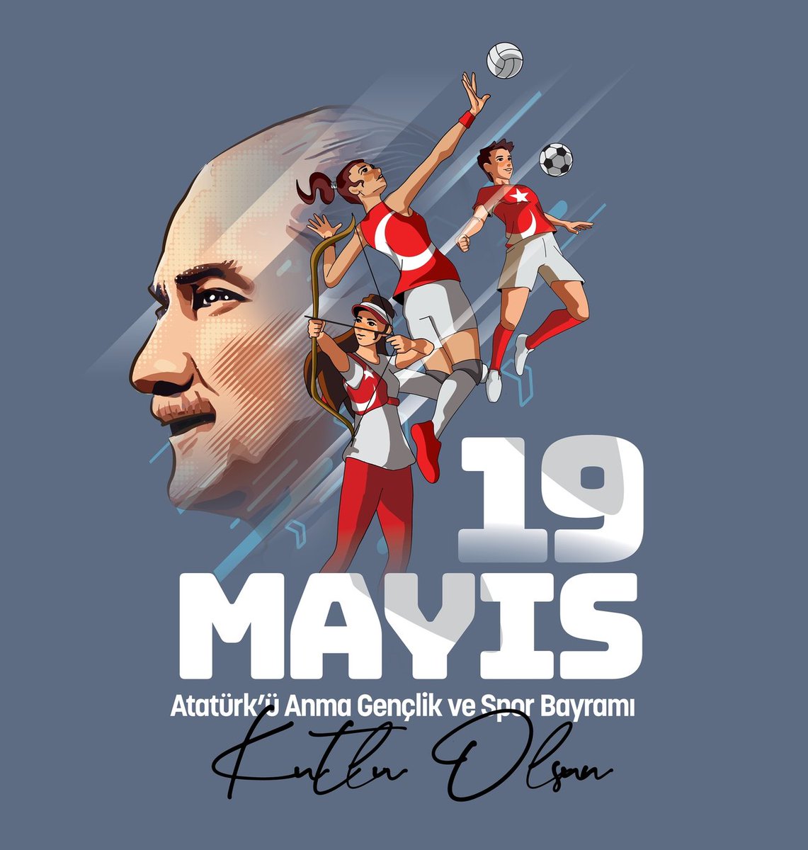 “Türk genci, devrimlerin ve cumhuriyetin sahibi ve bekçisidir. Bunların gereğine, doğruluğuna herkesten çok inanmıştır."

19 Mayıs Atatürk'ü Anma, Gençlik ve Spor Bayramımız kutlu olsun! 
#19MayısGenclikveSporBayramı