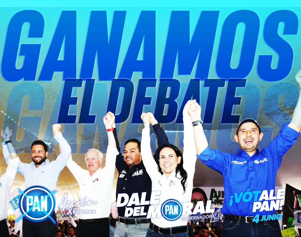 AccionJuvenil's tweet photo. ¡Ganamos el debate! 👏🏻👏🏻👏🏻

📲 Por su liderazgo y visión de futuro #AleGobernadora demuestra que es la más capaz para gobernar el #EdoMéx, #VotALE el 4 de junio por @AlejandraDMV 

Gracias por tu invaluable apoyo. 🔵 https://t.co/GESKcydVMC