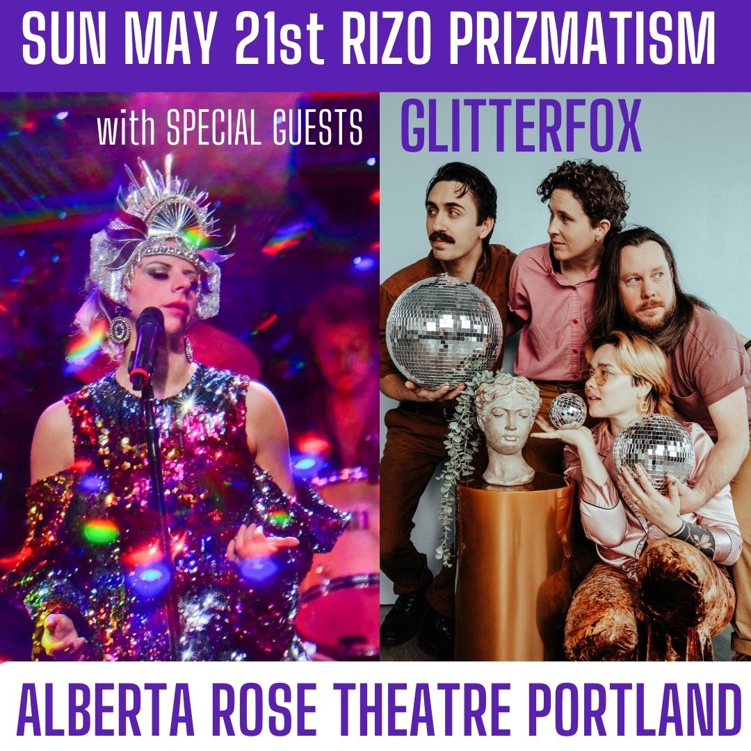 PORTLAND! SUNDAY! Get your dose of Rizo plus the eargasmic treat that is Glitterfox (voted one of Portland’s best bands by the @wweek Willamette Week and we agree) Experience the prizmatic unfolding! Tickets at rizo.love @albertarosepdx @glitterfoxband