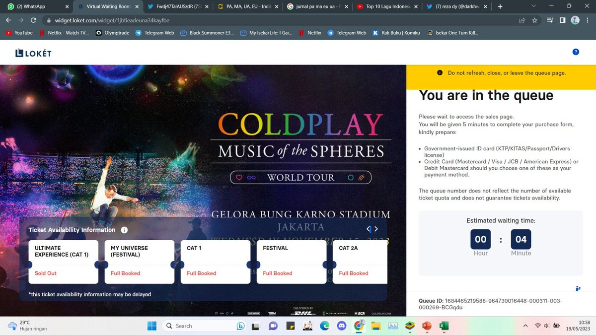 darkhwarangg's tweet photo. Ada yang mau dibantu war tiket #ColdplayInJakarta #coldplayinJKT https://t.co/J42NbFB2Ba
