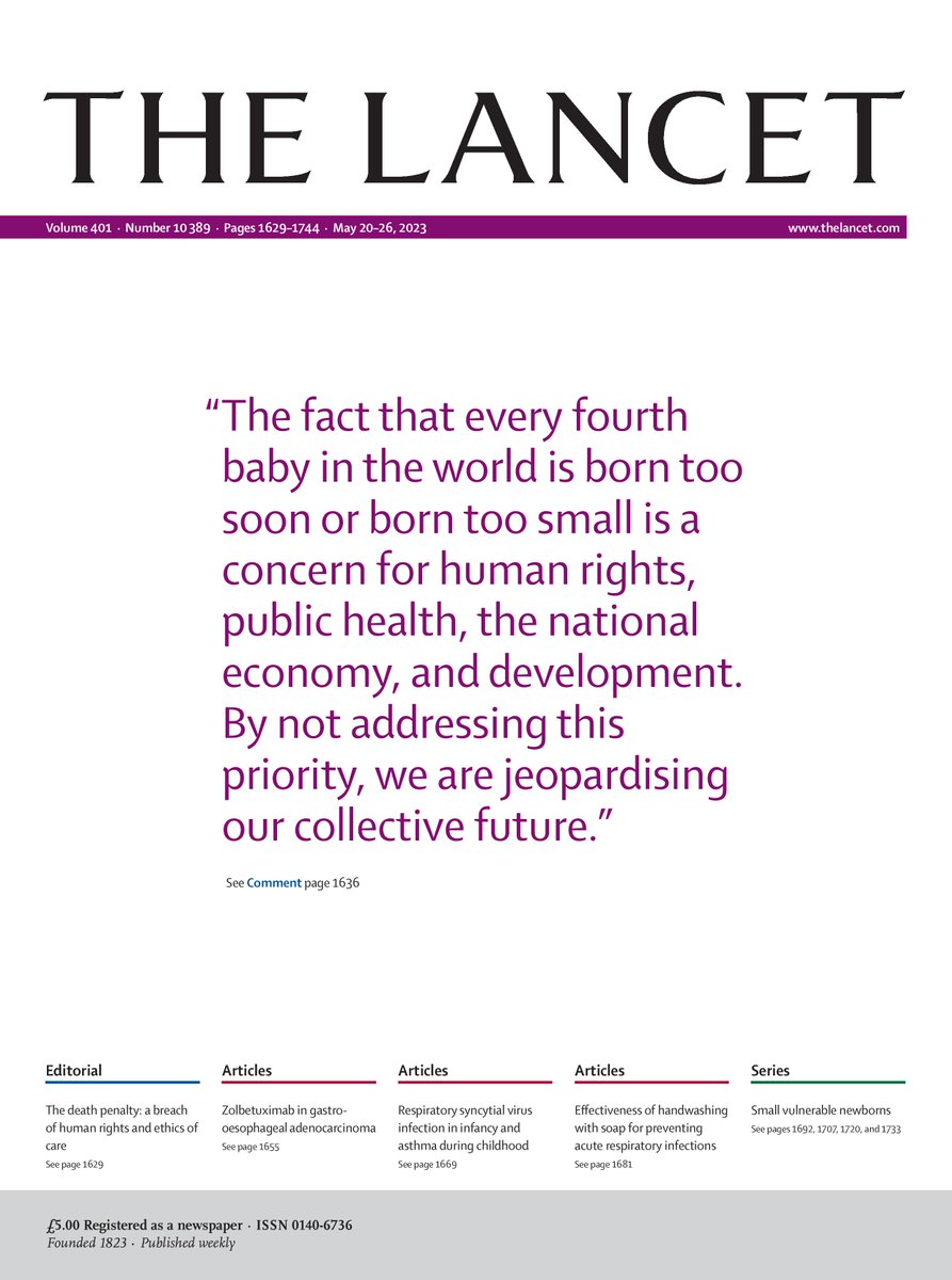 Each year, 35 million newborns worldwide are born preterm or small for gestational age, and may be low birthweight.

In our latest issue, a new Lancet Series sets out recommendations to reverse this trajectory: hubs.li/Q01QtcLs0 #SmallVulnerableNewborns