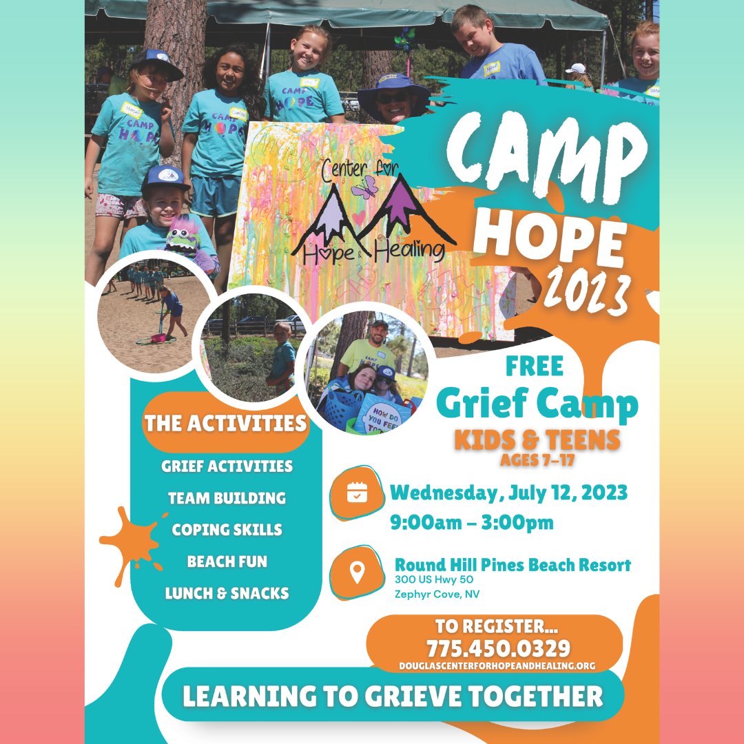 SolaceTree's tweet photo. Don't forget to register for our FREE summer camp on July 12. Call 775-450-0329 or visit https://t.co/12AIKfQGiO for more information.

#grief #griefcamp #griefsupport #summercamp #grieving https://t.co/mFRuWfJdqa