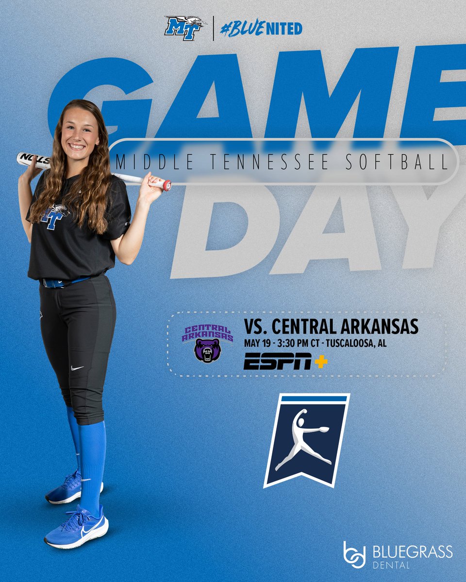 MT_Softball's tweet image. The wait is over!

🥎 Central Arkansas
⏰ 3:30 PM CT
📺 es.pn/3pPjKMl
📊 bit.ly/41PbOZ0

#BLUEnited | ⚡️⬆️