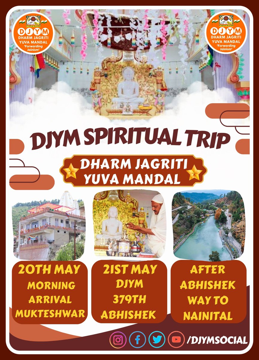 Hello All,

DJYM Team is going to Mukteshwar for 379th Abhishek🥰🙏🏼

Hopefully this spritual trip would be successful one for all of us.

#ReligiousFreedom 
#Jain
#JainReligion
@aajtak 
@ndtvindia 
@gloryofjainism 
@incrediblejaini 
@DJYMSOCIAL