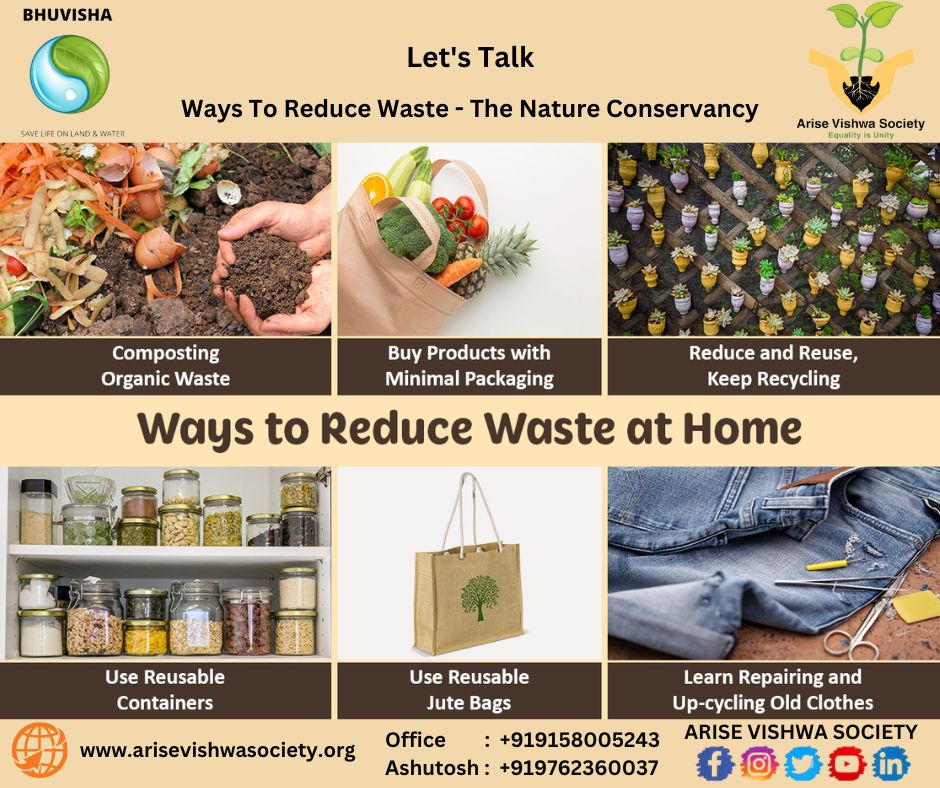 #Let_s_Talk
Ways To Reduce Waste - The Nature Conservancy.
#Arise_Vishwa_Society
#Equality_is_Unity
#BHUVISHA
#Save_Life_On_Land_Water
#MoreInfo
#Lets_Talk_Environment
#JoinUs_Share
#NGO #Volunteer #SDGS15 #CSR #Sponsor #Donate #Charity #Reduce_Waste #Recycle #Environment #Earth
