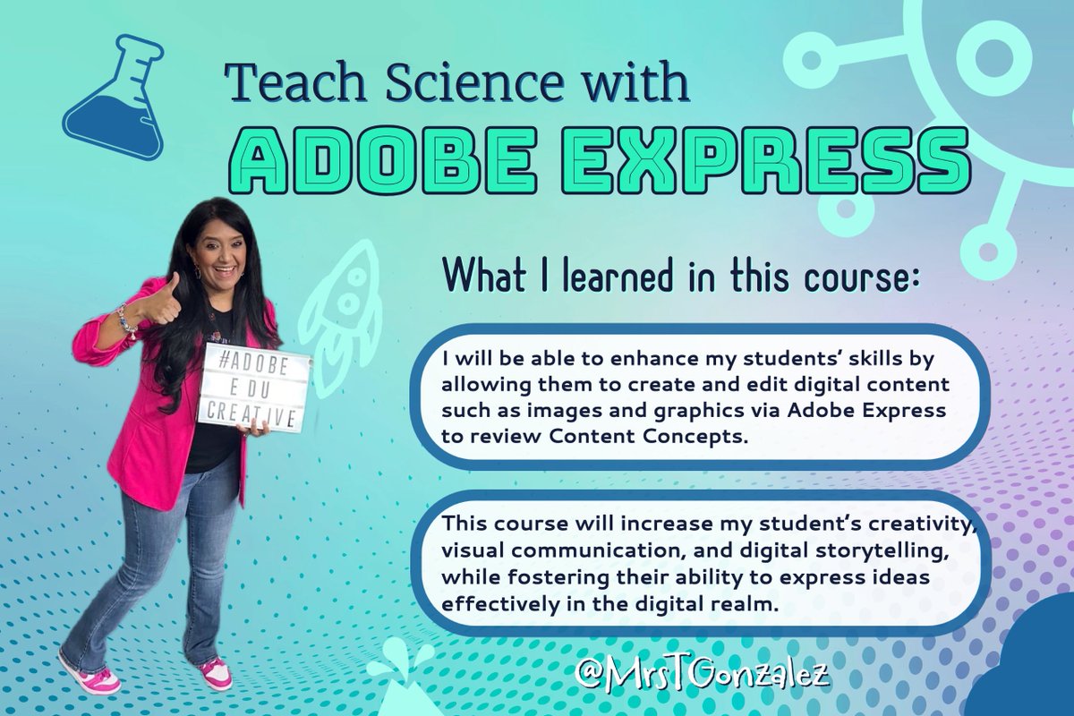 This Lightning Learning Course was fun and easy to complete - Teaching Science w/ @AdobeExpress Thank you for sharing @ClaudioZavalaJr @RebeccaLouHare @EdTech_Heather 
It's your Turn➡️ @misty2shea @VelaMeghan @DaliaLee5 @Ms_Morgan15 @wilthomas3 @jamesvarlack  #AdobeEduCreative