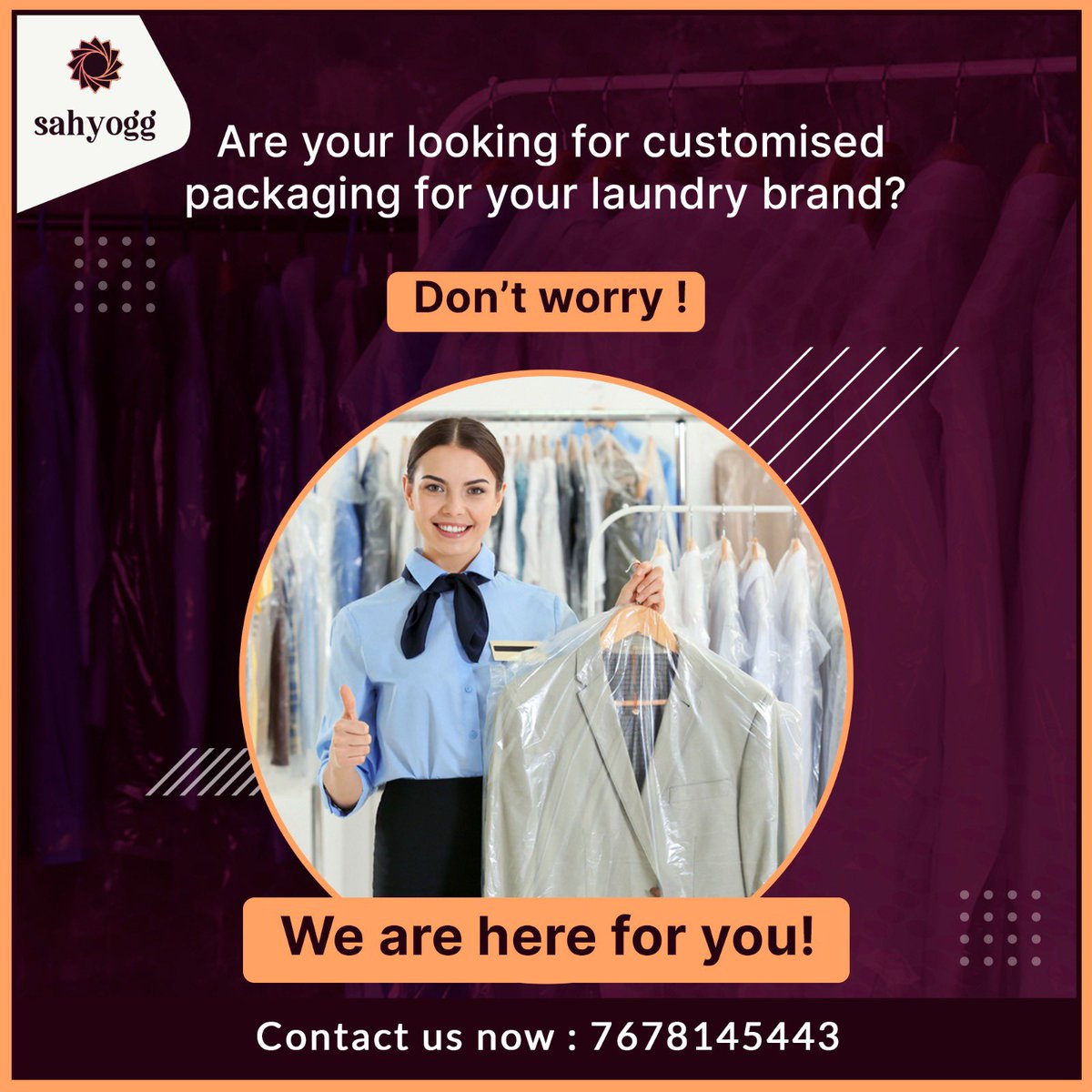 Want customised packaging for your laundry brand?
Don’t worry! 
Call us now on 7678145443

#Sahyogg #packaging #laundry #laundrybusiness #drycleaning #laundryequipments #customisedpackaging #laundrybusinessindia #business