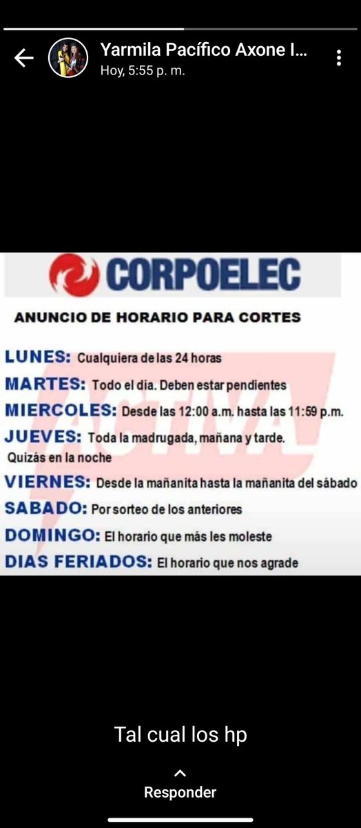 guzman_milagro's tweet photo. @CorpoelecInfo En Aragua seguimos con cortes a toda hora!!! La locura. https://t.co/lOe4pE0IM2