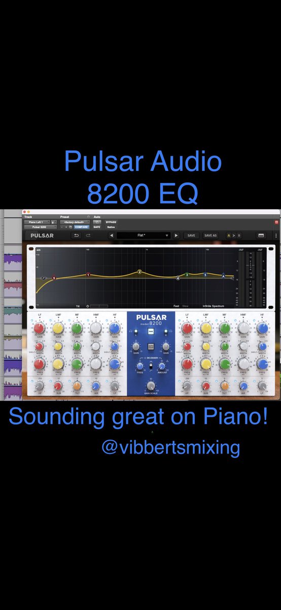 BrianVibberts's tweet photo. This @PulsarPlugins 8200 Parametric EQ is modeled after one of my favorite EQs. 🎛😎🎶
It’s sounding great on the piano! 🎹

@BrianVibberts 

#plugins #mixtools #studio #software #protools #mixingtools #engineer #mixer #grammymixer #pulsaraudio #gml8200 https://t.co/Pj71fcR7cs