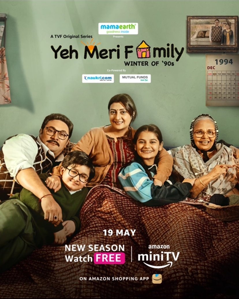 #YehMeriFamily S2 (2023) by @mandarkurundkar, ft. @Rajesh_rosesh @iamjuhiparmar @hetalgada19 #AnngadMaaholay #VeenaMehta & #JinalJain, now streaming on @amazonminiTV.

@ArunabhKumar @vijaykoshy  #SudhirSharma @uncle_sherry #SeemaSawhneySharma  #AnandeshwarDwivedi @SachanNikhil