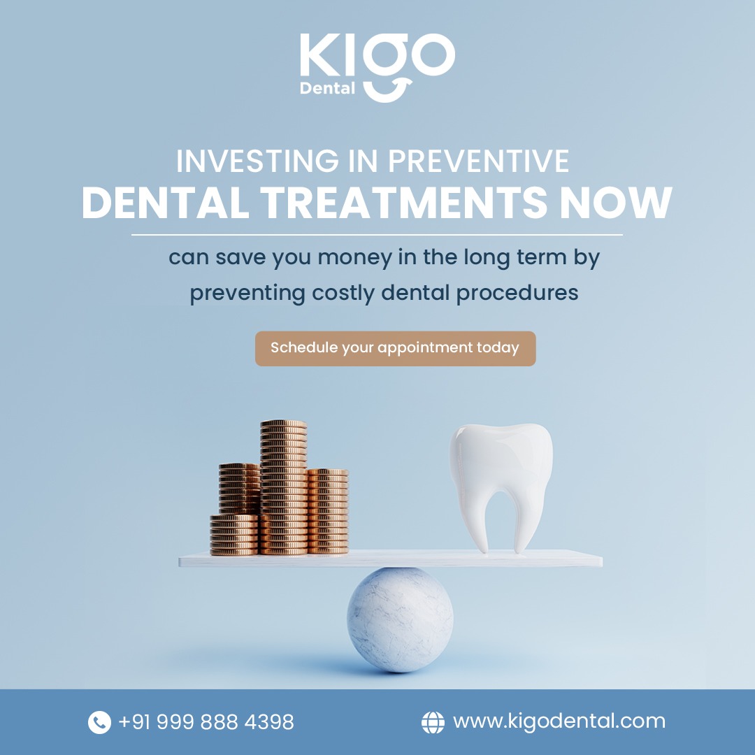 Preventive treatments at Kigo Dental can help you save money in the long run. Schedule your appointment today.
website https: //kigodental.com/
 #KigoDental  #Kigo  #dental  #dentalclinic  #PreventiveDentistry  #dentalprevention #oralhealthcare   #dentalcheckup   #preventivecare