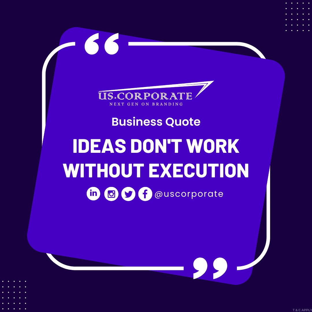 Ideas don’t Work without Execution
~
US.CORPORATE
~
Next Gen On Branding
~
uscorporate2021@gmail.com
~
9 9 - 5 2 5 9 - 4 2 1 9
#Nextgenonbranding #uscorporate #digitalmarketing #marketing #digitalmarketingagency #advanceddigitalmarketing #brandingtips #socialmediamarketingagency