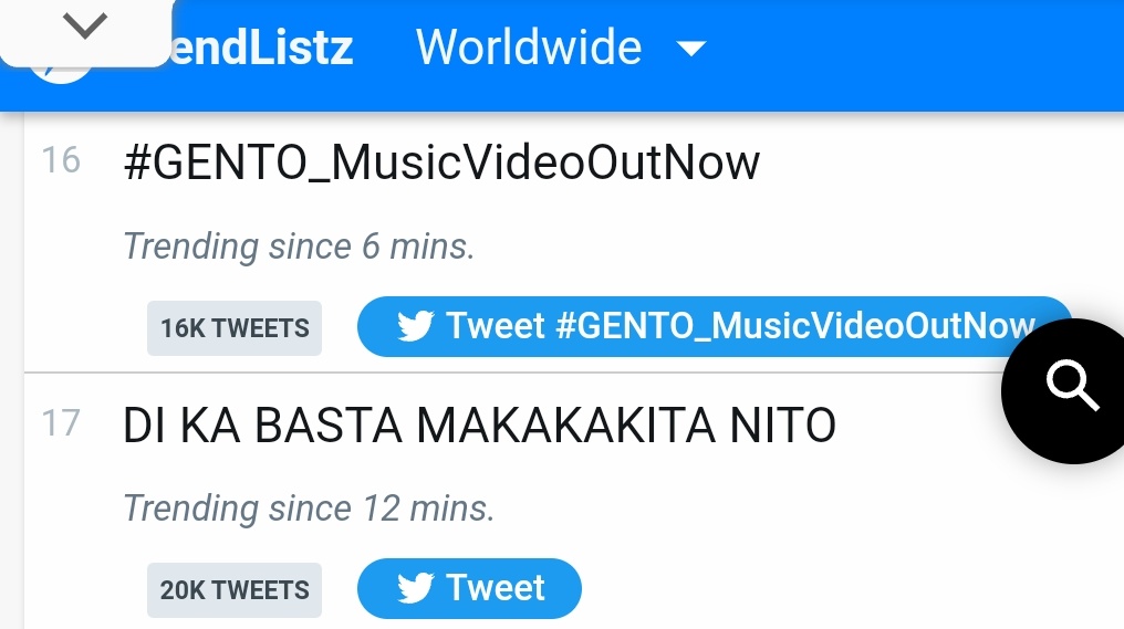 SB19TrendsPH's tweet photo. [ TRENDING ALERT - WORLDWIDE ]

Our tags are now trending at the 16th and 17th spots worldwide! ⚠️

Make some noise to take the top spot!

DI KA BASTA MAKAKAKITA NITO
@SB19Official #SB19
#SB19GENTO
#GENTO_MusicVideoOutNow https://t.co/DKKjF2q07R