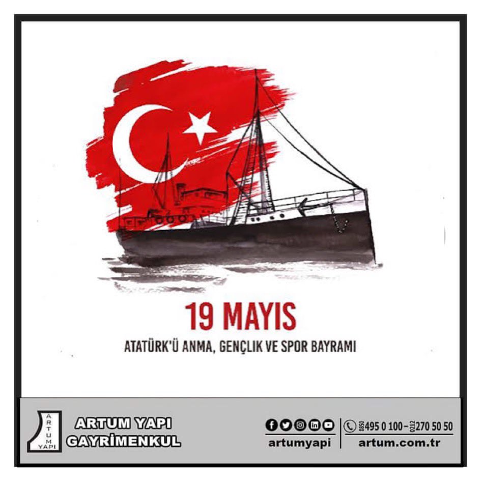 19 Mayıs Atatürk’ü Anma, Gençlik ve Spor Bayramı Kutlu Olsun. #19mayıs #atatürk #anma #gençlik #spor #bayram #kutlama #artum #artumyapı #gayrimenkul #emlak #emlakçı #sahibinden #hepsiemlak #zingatcom #emlakjet #remax #kellerwilliams  #kiralıkdaire #satılıkdaire
