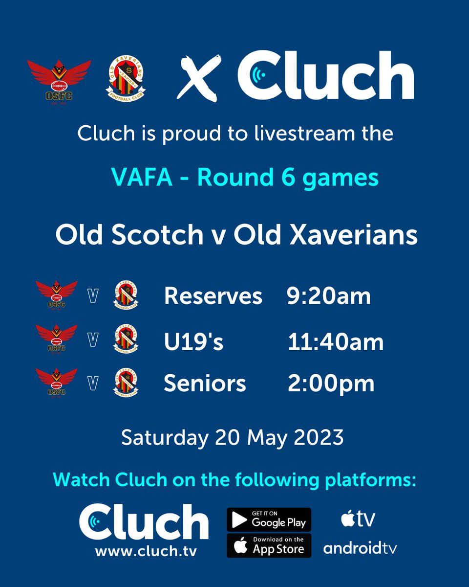 OldXavsFC's tweet photo. Huge Rd6 ahead... big games across the board, the triple-header at Old Scotch will be live streamed and then on Saturday night 800+ of the Xavs family will gather to celebrate a century of our great club #goxavs🟥⬛️ https://t.co/GD8V3gVMtq