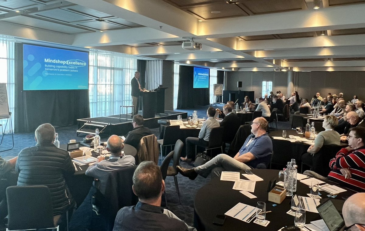 Chris Mason speaking about Mindshop Excellence at the Mindshop Australasian conference New Zealand 2023.  Building capabilities in tomorrow’s problem solvers.