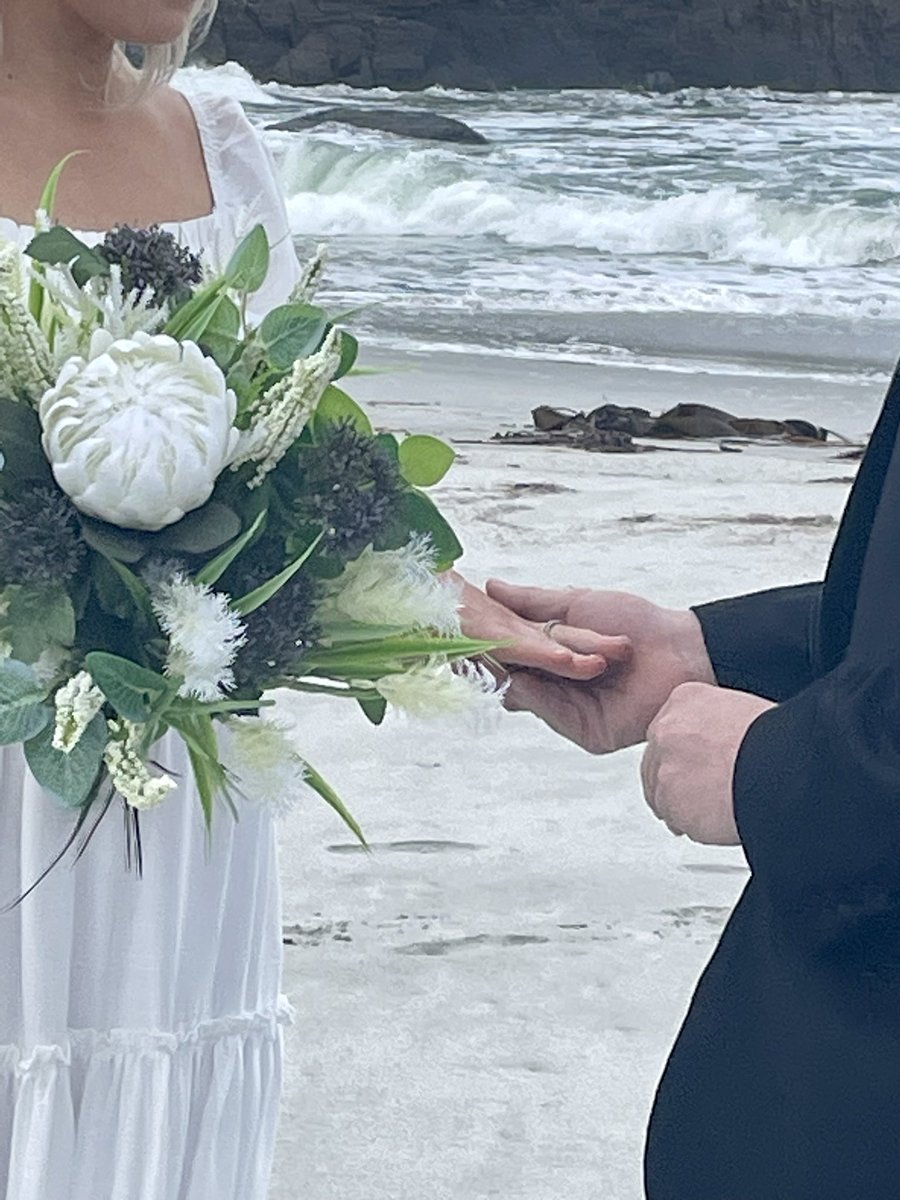 Such a lovely wedding on a cold beach in Dunedin today.
