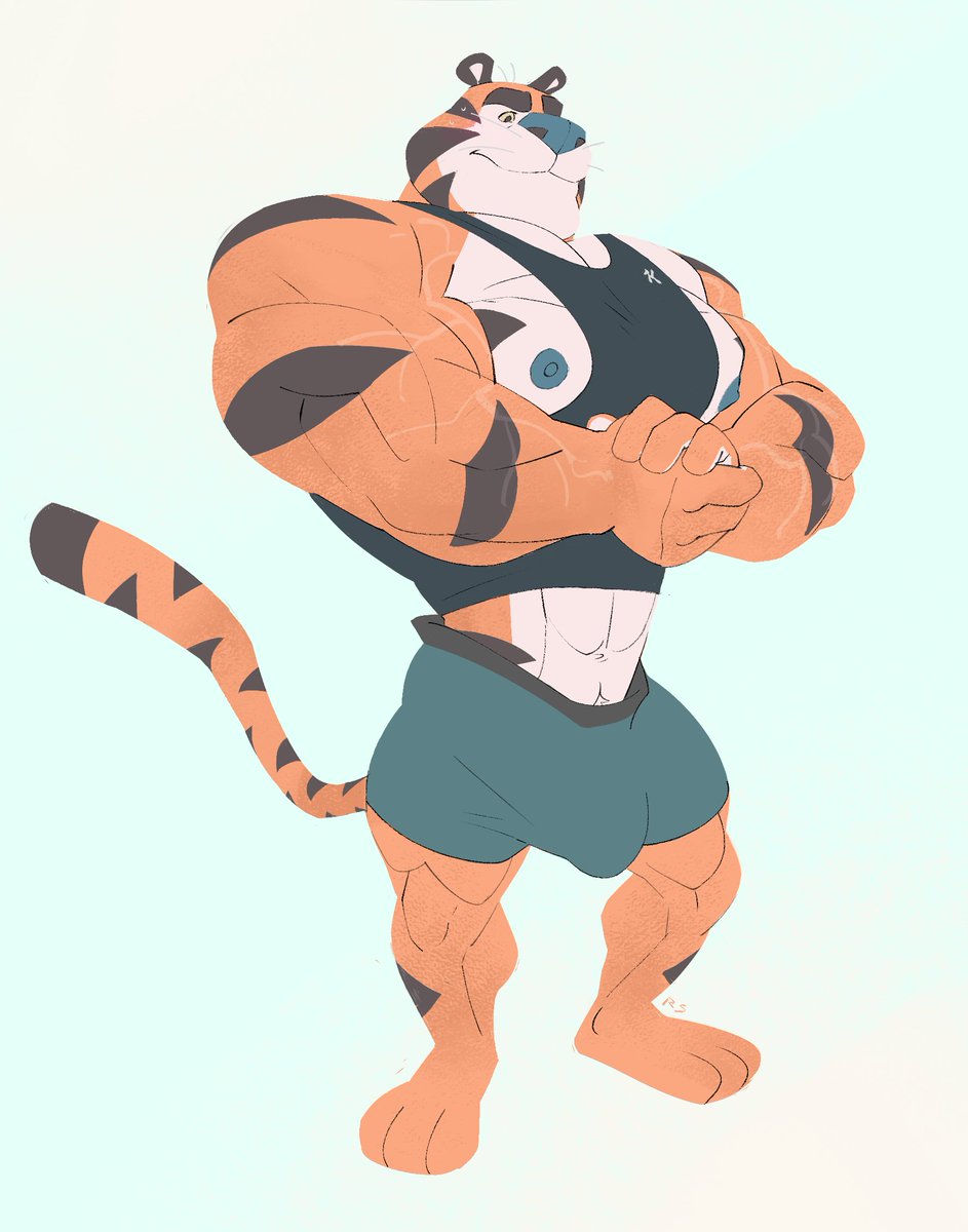 rippedsaurian's tweet photo. tony's pretty sure this shirt was loose on him when he first bought it...! 🐯 https://t.co/Ppane2ogaX