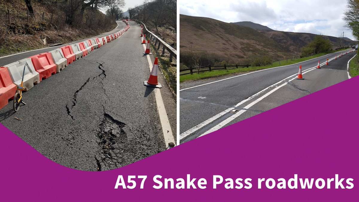 Derbyshire CC (@derbyshirecc) on Twitter photo 🛑 The A57 #SnakePass will be closed to all through traffic from Monday, 22/5 for 5 days for resurfacing works at the Gillot Hey and Wood Cottage landslips.
Thank you for your patience while we complete these important road repairs.
👉 ow.ly/NAcQ50OrRmJ
<a href="/HighPeakBC/">High Peak Borough Council</a> 🛑 The A57 #SnakePass will be closed to all through traffic from Monday, 22/5 for 5 days for resurfacing works at the Gillot Hey and Wood Cottage landslips.
Thank you for your patience while we complete these important road repairs.
👉 ow.ly/NAcQ50OrRmJ
<a href="/HighPeakBC/">High Peak Borough Council</a>