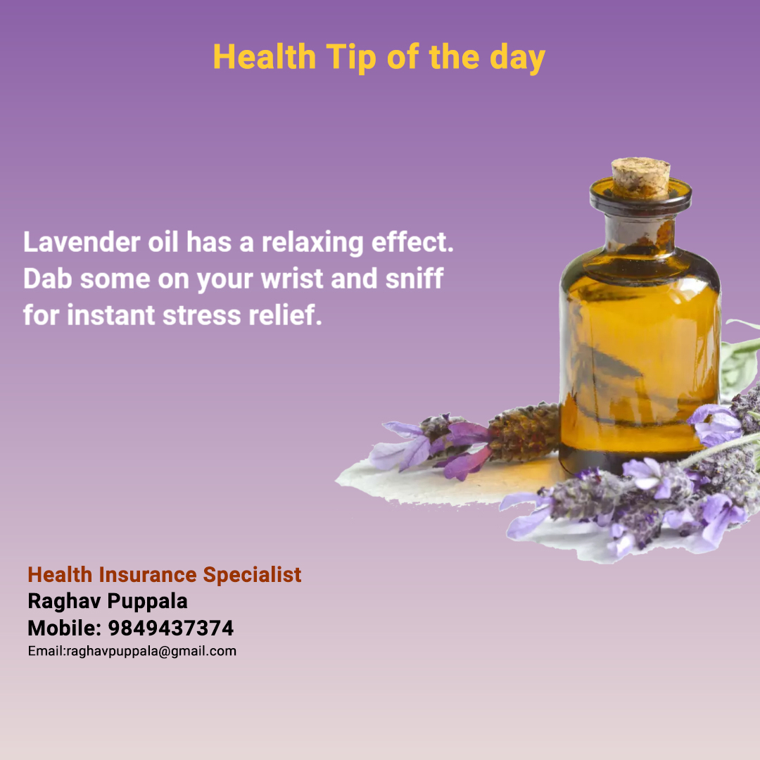 Health tip of the day
#lavenderoil #relaxing #effect #dab #wrist #sniff #instant #stressrelief #healthtipoftheday #healthinsuranceadvisor