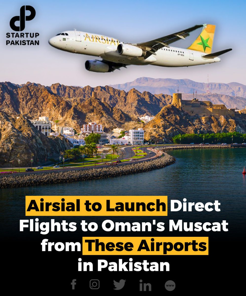 The Civil Aviation Authority (CAA) has granted approval to Airsial, a Pakistani airline company, to commence operations of flights from multiple airports in Pakistan to Muscat International Airport in Oman.

Read More: startuppakistan.com.pk/airsial-to-lau…