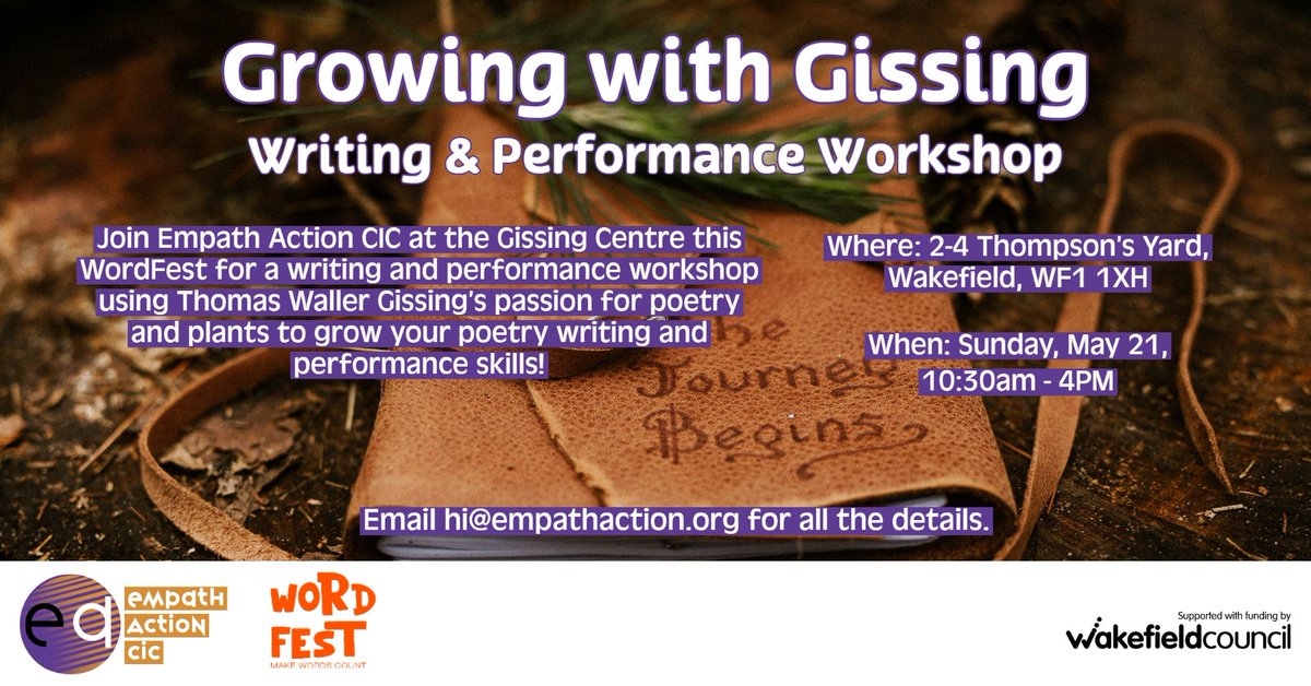 We are so excited for our #WordFest workshop this Sunday! Join us & #MakeWordsCount with a writing and performance workshop inspired by the famous Gissing family! Massive thank you to @WFlibraries and @MyWakefield.

Sign up: bityl.co/Ibo1