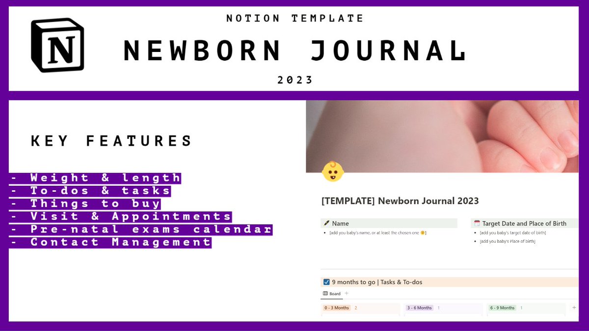 andreagracis's tweet photo. New #Notion Template Newborn Journal 2023  --> https://t.co/Av3zcU4U8K #template #productivitytips #smart #toolkit 
 @NotionHQ  @gumroad https://t.co/j8IOU53YsP