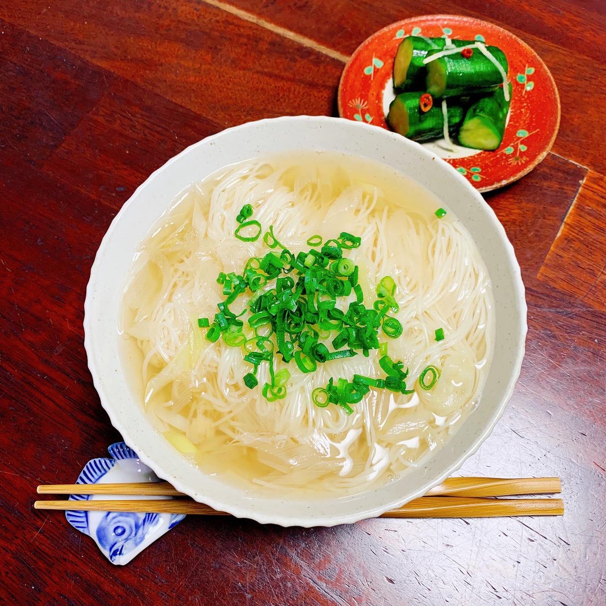 今晩は、"あっさりネギにゅうめん" でした。