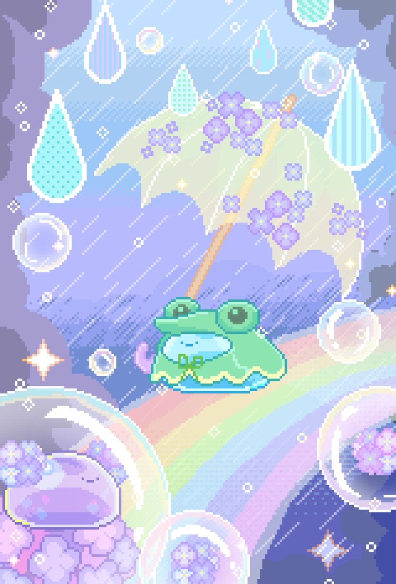 slimyslippy's tweet photo. 最近都在下雨是不是梅雨季快到了呢🥺

#pixelart #slime #SlimySlippy https://t.co/obtAw3epAH