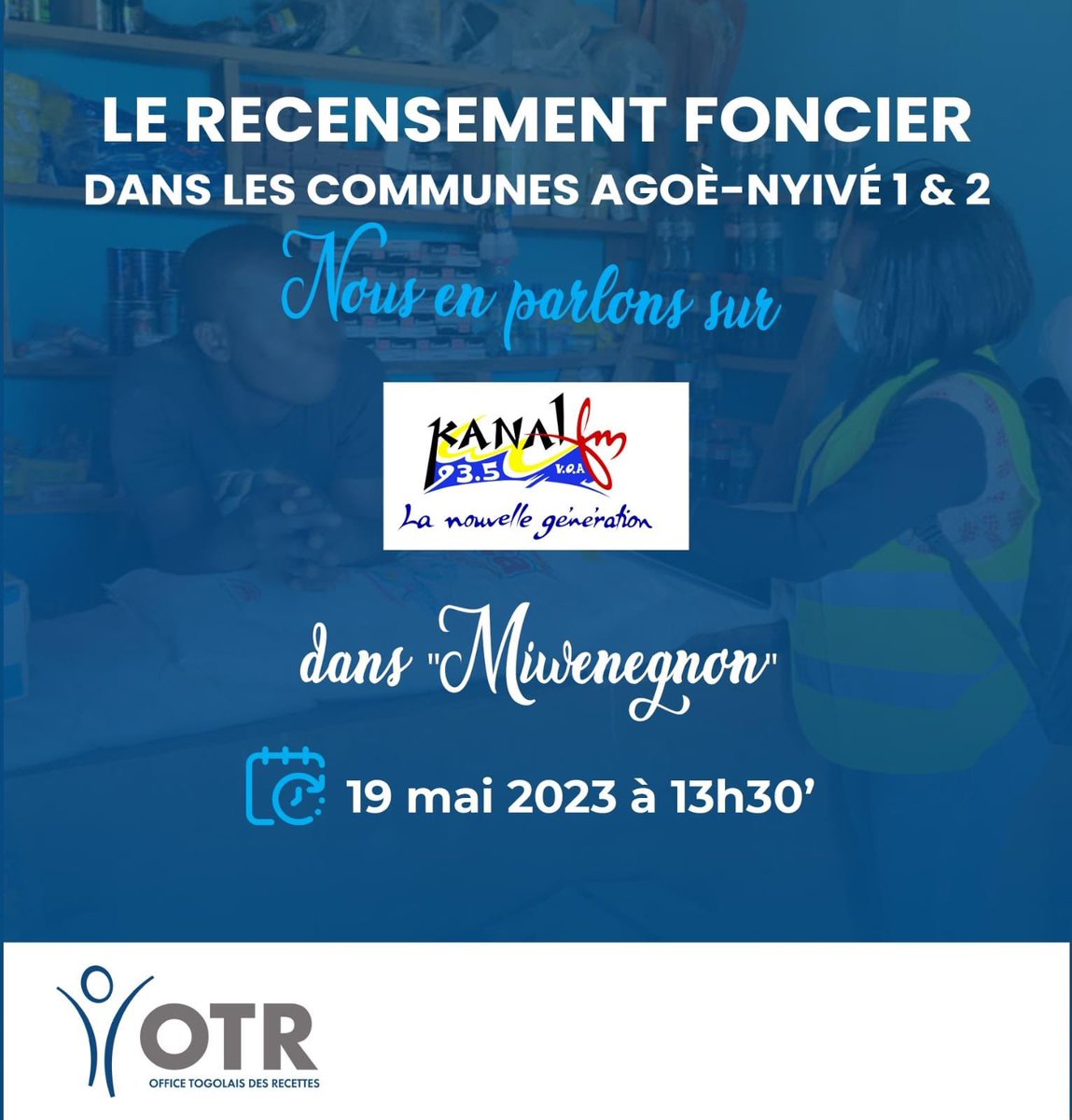 otr_togo's tweet photo. Cet après-midi à #13h30 sur la radio #KanalFm , on se retrouve pour encore parler du recensement foncier dans les communes Agoè-Nyivé 1&amp;2!
#recensementfoncier 
#OTR 
#Togo https://t.co/6BYYfscqlZ