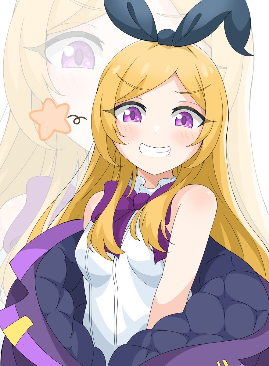 1girl blonde hair purple eyes smile long hair solo looking at viewer  illustration images