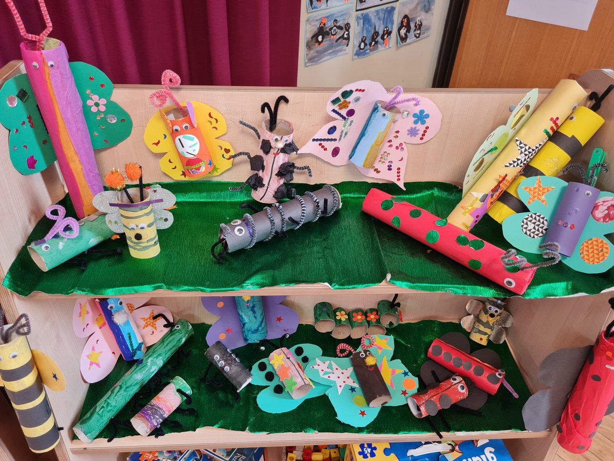 BarnfieldsPS's tweet photo. Reception children have been busy designing and making these amazing minibeast models from cardboard tubes! 🦋🐛🐞🪲🐝🐜🦗🕷 https://t.co/LcJVnHxJWg