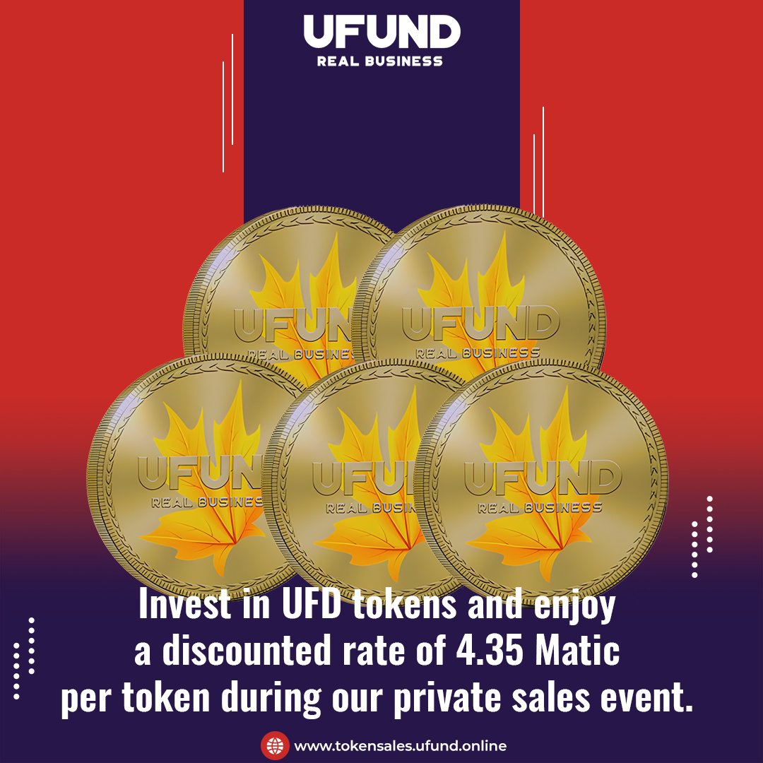 UFUND1's tweet photo. With a discounted rate of 4.35 Matic per token during our private sales event, UFD tokens are a great investment opportunity.

Read more at: https://t.co/5rZmzftJEg

#ufund #UFDtokens #investmentopportunity #privatesale #discountedrate #Maticcrypto #cryptoinvesting https://t.co/E7G7G6qYSI