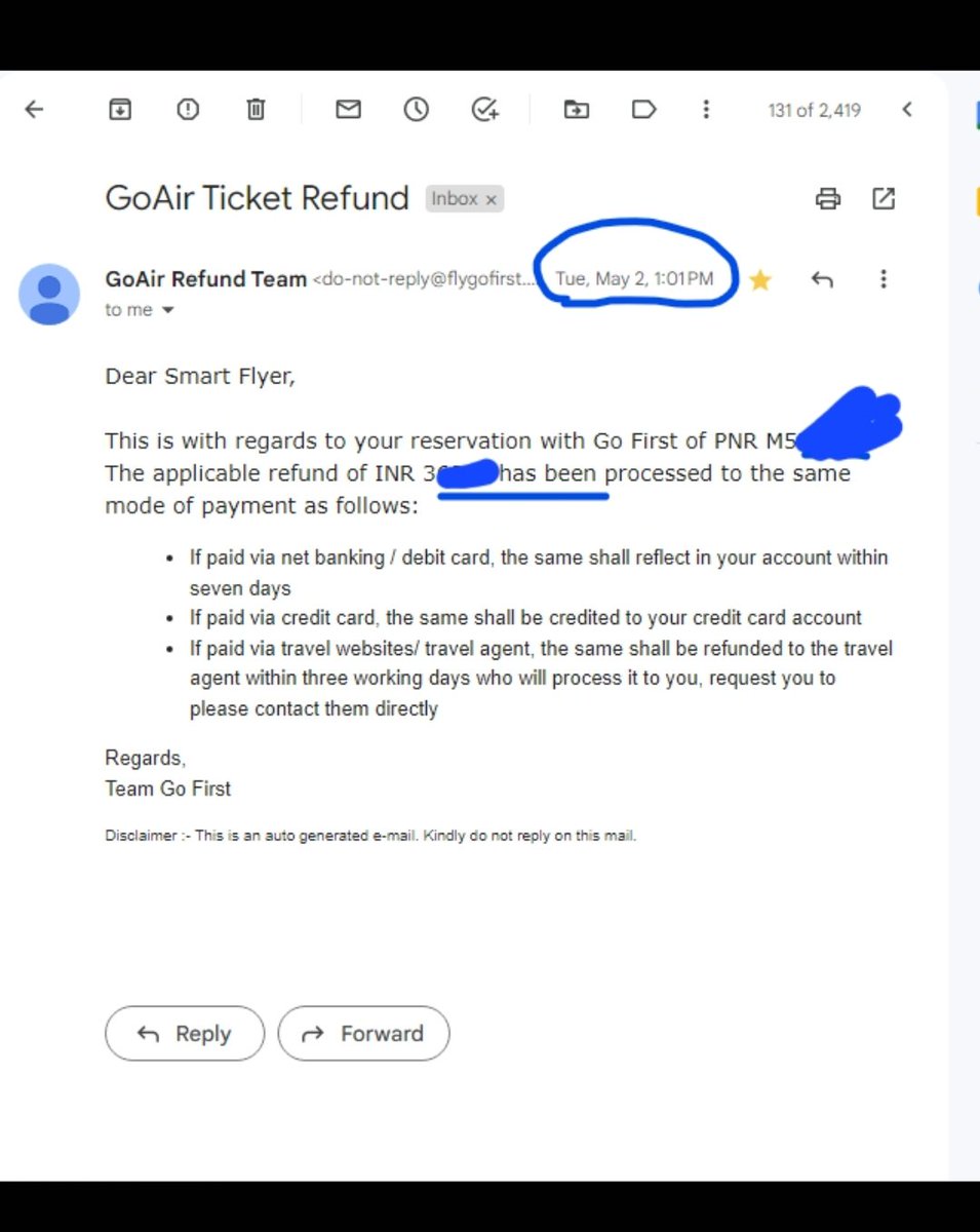 rajen_psd's tweet photo. @makemytripcare For Your Reference AIRLINES had already Processed Refund on 2nd May 2023. https://t.co/b3L6XpwHFt