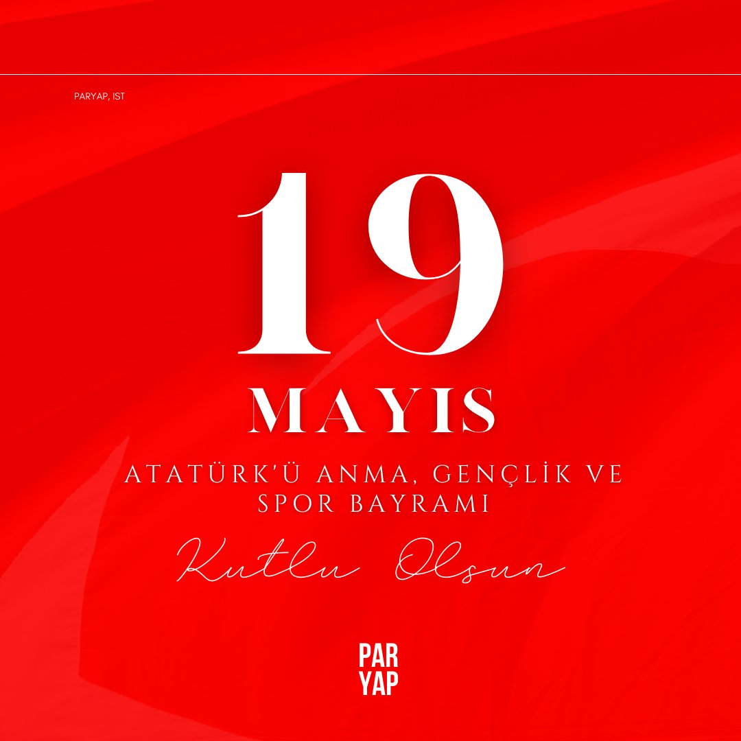 paryap_'s tweet photo. 19 Mayıs Atatürk'ü Anma ve Gençlik Bayramı kutlu olsun! Büyük önderimiz Mustafa Kemal Atatürk'ün ışığında, gençlikle birlikte geleceğe ilerlemek için yürüyoruz. Paryap olarak, gençlerimizin vizyonu ve enerjisiyle daha güçlü bir Türkiye'yi inşa etmek için çalışmaya devam ediyoruz. https://t.co/2vZiz6QGmE