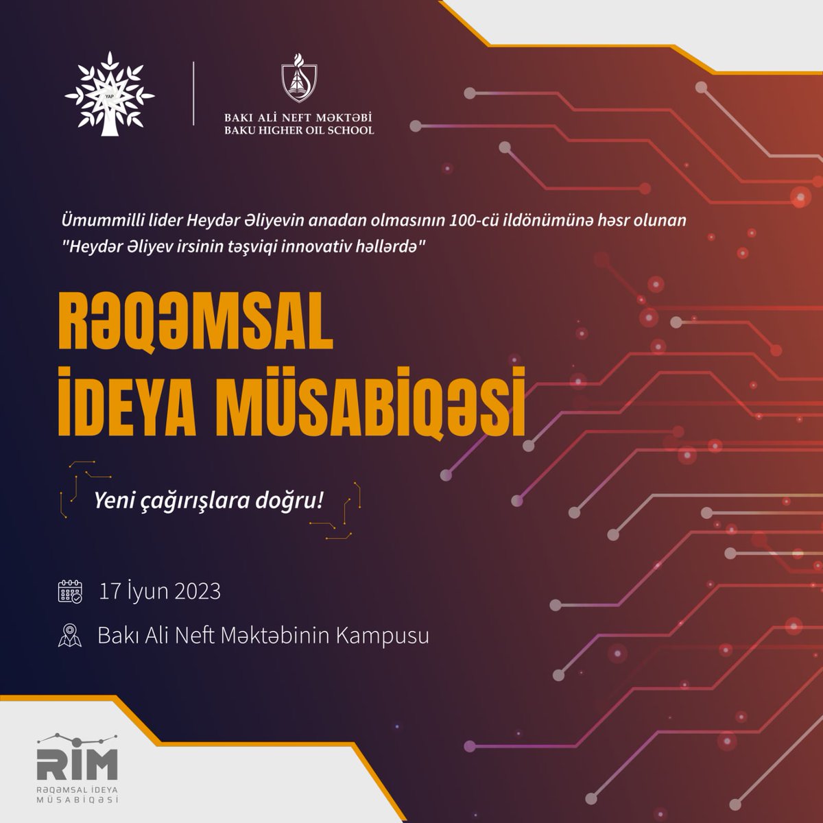 TalehMemmedovv's tweet photo. Yeni Azərbaycan Partiyasının Mərkəzi Aparatı, YAP Gənclər Birliyi və Bakı Ali Neft Məktəbinin birgə təşkilatçılığı ilə “Heydər Əliyev irsinin təşviqi innovativ həllərdə” Rəqəmsal İdeya Müsabiqəsinə start verilir!

https://t.co/Qvv6MpjiKC… https://t.co/xOmT4lIePy