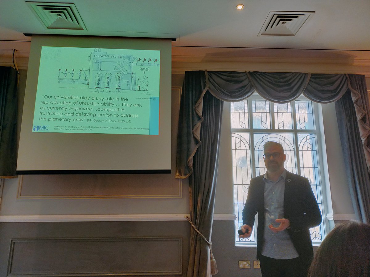 @GeographyMIC's Dr John Morrissey @1JohnMorr asks the audience how academics should respond to the climate crisis and #JustTransitions? What is genuine #innovation? And what new roles geographers can develop as facilitators to bring about change? #CIG2023 #solidarity #coalitions