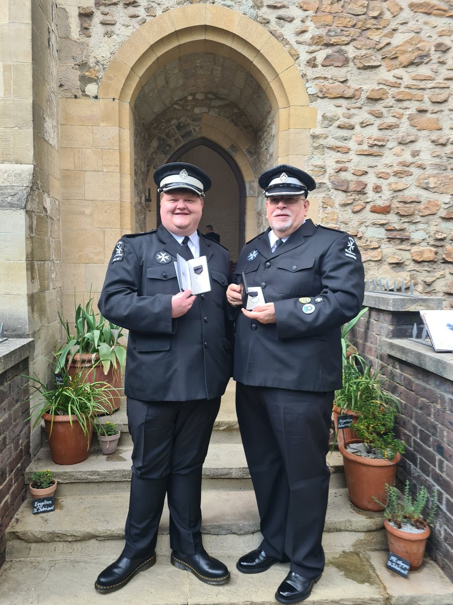 Wonderful day at Danny's investiture to Member of the Order of St John yesterday, and to see fellow <a href="/SJAWMids/">SJA West Midlands District</a> Paul Colton promotion to Officer. Thank you both for your service to <a href="/stjohnambulance/">St John Ambulance England</a>, and congratulations, very well deserved!