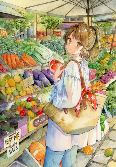 「brown hair eggplant」 illustration images(Latest)