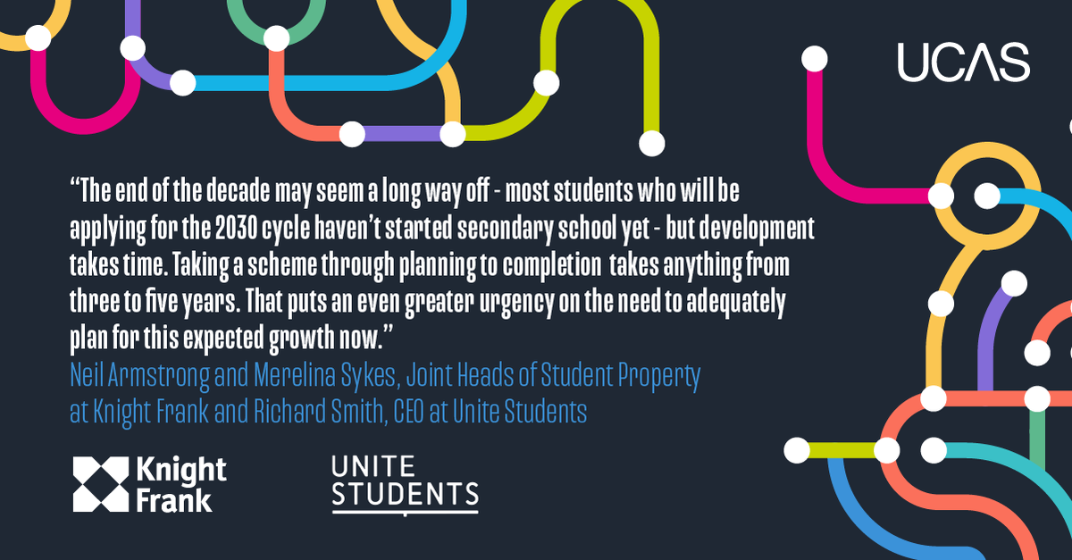 ucas_corporate's tweet photo. With @KnightFrank and @Unite_Student weโve released our third group of essays for our #J2AM forecast.
These essays include insight on the challenges and opportunities of student experience and accommodation in a more competitive world.
Discover more: https://t.co/1pOkcNw1jB https://t.co/2IwyIVX5iq