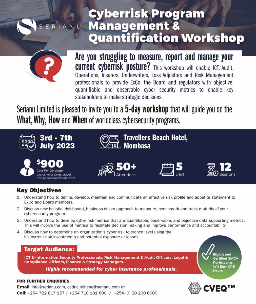 Objective, quantifiable and observable cyber security metrics are key in enabling stakeholders to make strategic decisions. Our workshop equips you to measure, report and manage your current cyberrisk posture. See more below.