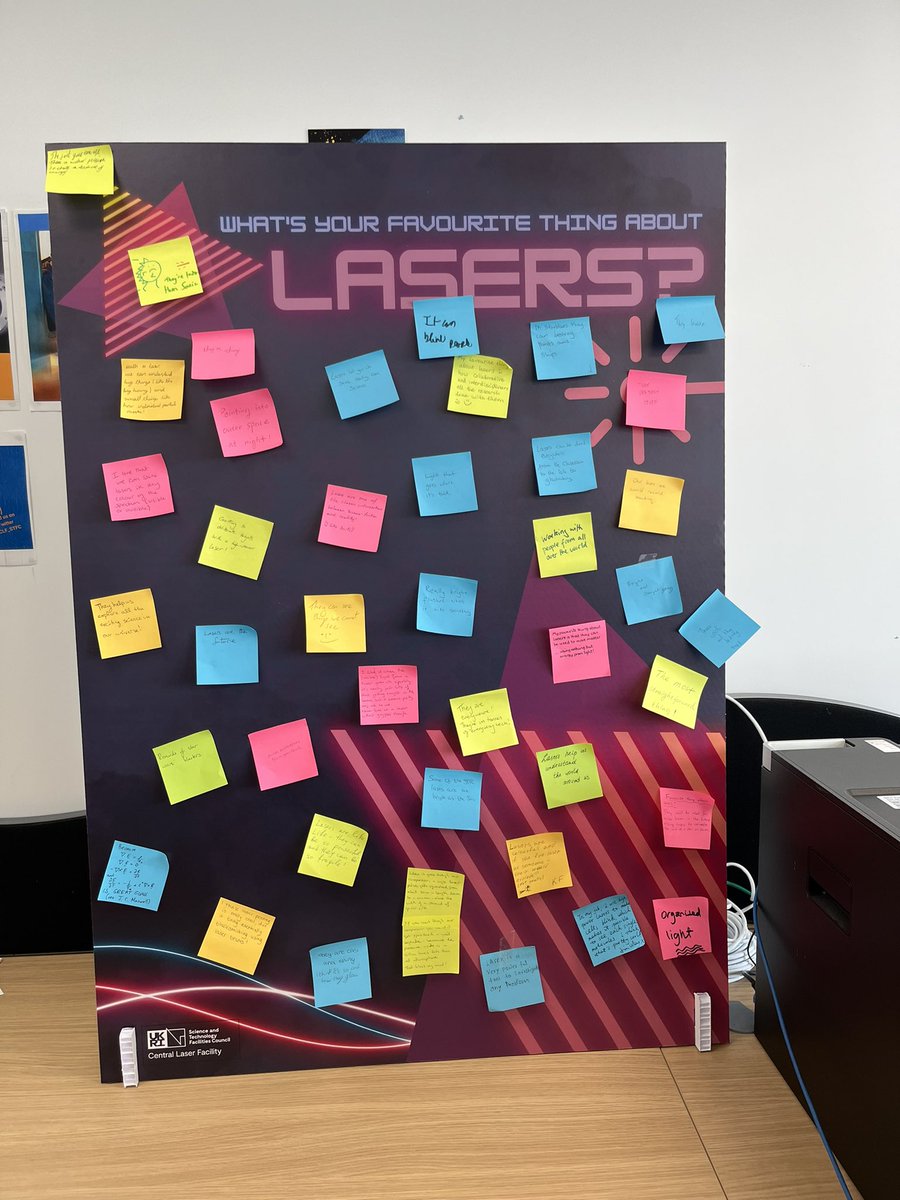 CLF_STFC's tweet image. Happy Friday! What’s your favourite thing about #lasers? ✨😍

(Here are some of the answers from staff and visiting schoolchildren yesterday)💥