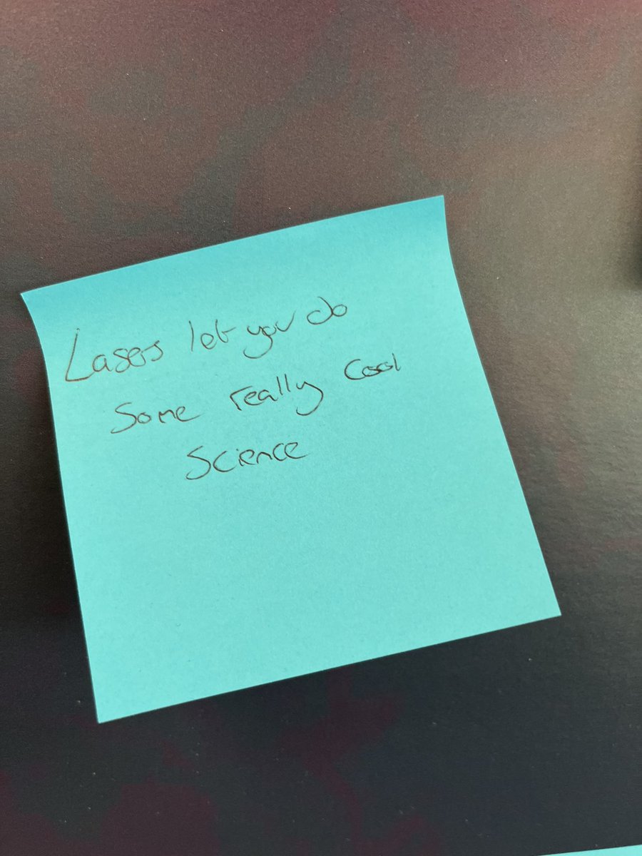 CLF_STFC's tweet image. Happy Friday! What’s your favourite thing about #lasers? ✨😍

(Here are some of the answers from staff and visiting schoolchildren yesterday)💥