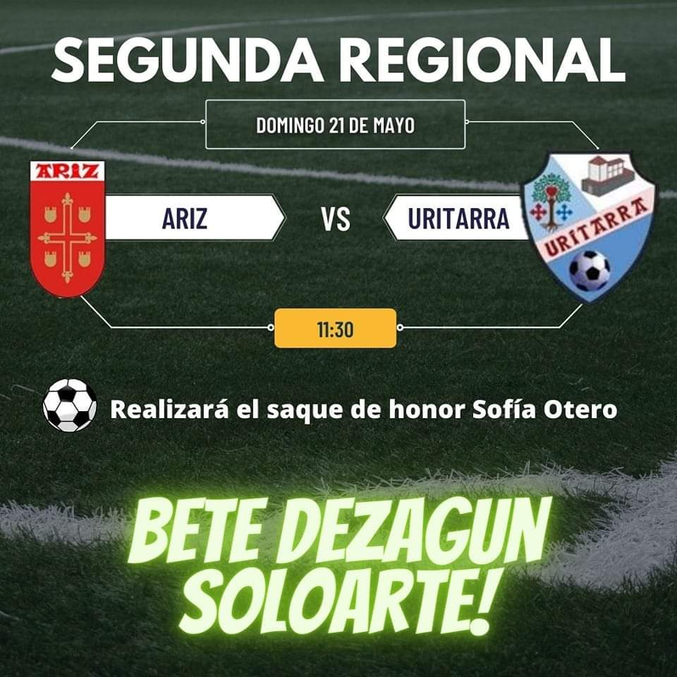 Sofia Otero antzezle basauriarrak ohorezko sakea egingo du igandean Soloarten ospatuko den Ariz eta Uritarraren arteko partidu garrantzitsuan

La joven actriz Sofía Otero realizará el saque de honor en el importante partido que enfrentará al Ariz y Uritarra el Domingo en Soloarte