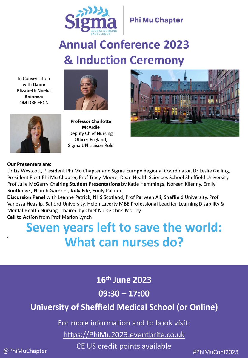 Dr Ash Talpur (@talpurash) on Twitter photo Join the Sigma Phi Mu Chapter Annual Conference in Sheffield, <a href="/sheffielduni/">The University of Sheffield</a> <a href="/SheffieldHosp/">Sheffield Hospitals</a> <a href="/N_MResearch/">Incubator for Nursing and Midwifery Research</a> <a href="/ShefSNM/">Nursing and Midwifery | University of Sheffield</a> <a href="/cathy_henshall/">Cathy Henshall</a> <a href="/parveenazamali/">Prof Parveen Ali</a> <a href="/DBH_NHSFT/">Doncaster and Bassetlaw Teaching Hospitals</a> <a href="/theRCN/">The RCN</a> <a href="/NewcastleNMAHPs/">Newcastle Hospitals NMAHPs</a> <a href="/unisontheunion/">UNISON - UK's largest union</a> <a href="/NIHR_ARC_YH/">NIHR Yorkshire & Humber ARC</a> <a href="/FNightingaleF/">Florence Nightingale Foundation</a> Join the Sigma Phi Mu Chapter Annual Conference in Sheffield, <a href="/sheffielduni/">The University of Sheffield</a> <a href="/SheffieldHosp/">Sheffield Hospitals</a> <a href="/N_MResearch/">Incubator for Nursing and Midwifery Research</a> <a href="/ShefSNM/">Nursing and Midwifery | University of Sheffield</a> <a href="/cathy_henshall/">Cathy Henshall</a> <a href="/parveenazamali/">Prof Parveen Ali</a> <a href="/DBH_NHSFT/">Doncaster and Bassetlaw Teaching Hospitals</a> <a href="/theRCN/">The RCN</a> <a href="/NewcastleNMAHPs/">Newcastle Hospitals NMAHPs</a> <a href="/unisontheunion/">UNISON - UK's largest union</a> <a href="/NIHR_ARC_YH/">NIHR Yorkshire & Humber ARC</a> <a href="/FNightingaleF/">Florence Nightingale Foundation</a>