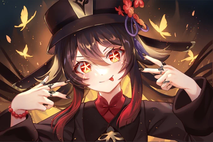 天才的なアイドル胡桃様を描きました～☆_☆ (前回海灯祭胡桃のライブと推しの子を見て、ずっと描きたかったシーンです!www) #原神 #胡桃