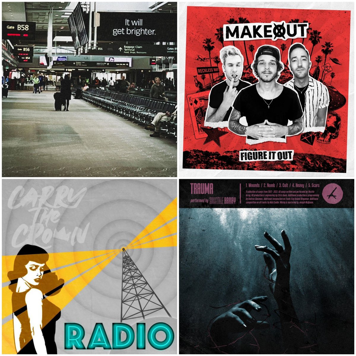core_weekly's tweet photo. Today's New Releases 

@flightpathsband - It Will Get Brighter
@makeoutofficial - Figure It Out
@CarryTheCrownUK - RADIO
@HostileArray - Trauma

#flightpaths #makeout #carrythecrown #hostilearray https://t.co/0Bm3yipkvu